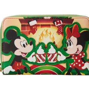 Loungefly Mickey & Minnie Mouse Hot Cocoa Zip Around Wallet NWT